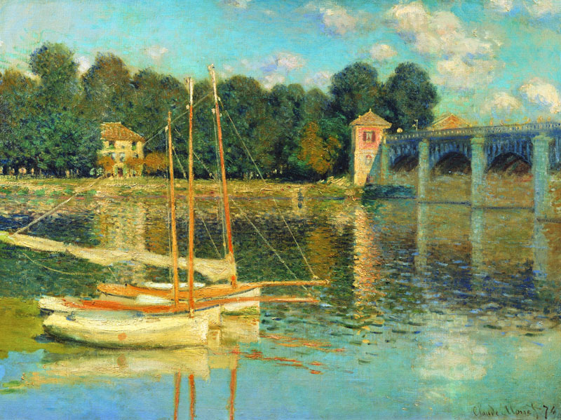 A002543《阿尔让特依之桥》法国画家克劳德·莫奈高清作品 油画-第1张