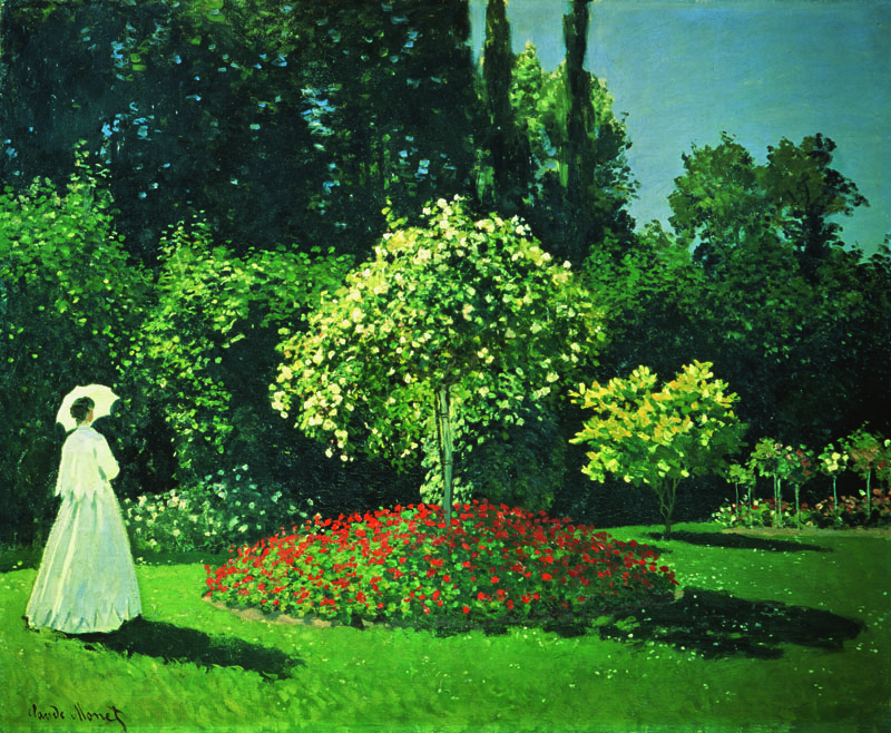 A002552《花园中的淑女》法国画家克劳德·莫奈高清作品 油画-第1张