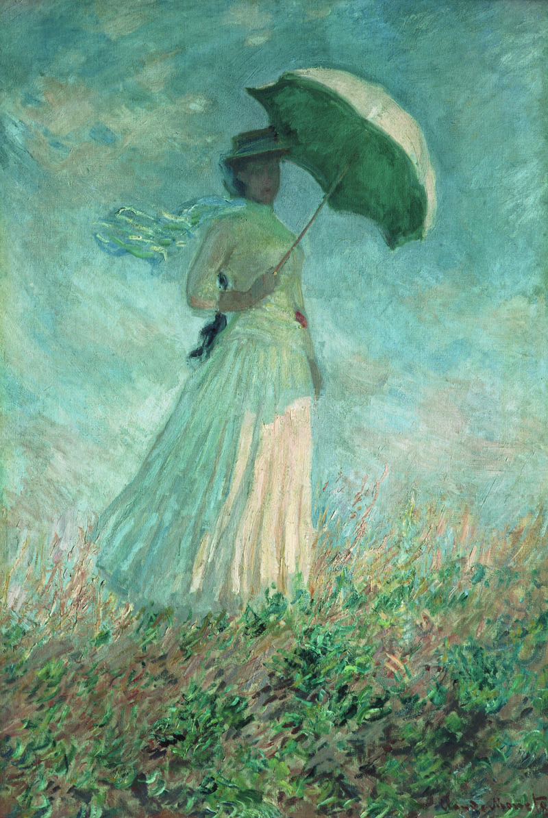 A002554《阳伞下右转身的女人》法国画家克劳德·莫奈高清作品 油画-第1张