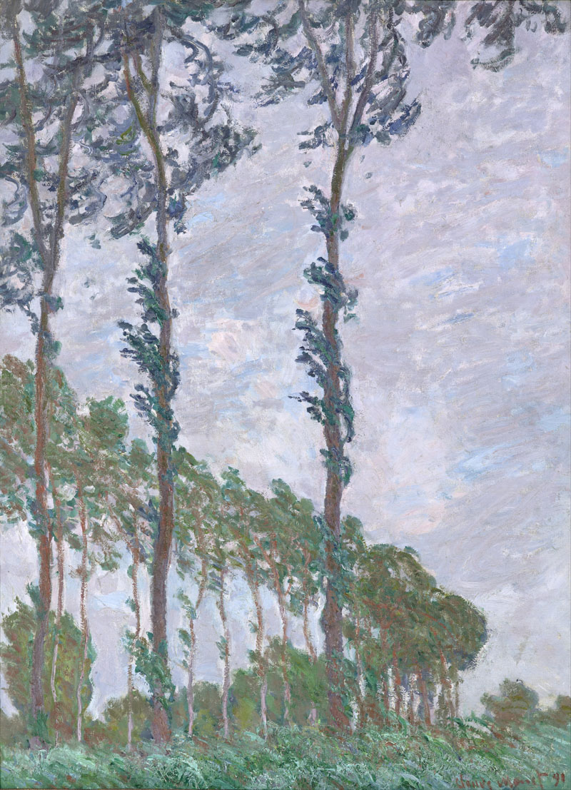 A002567《风吹白杨树》法国画家克劳德·莫奈高清作品 油画-第1张