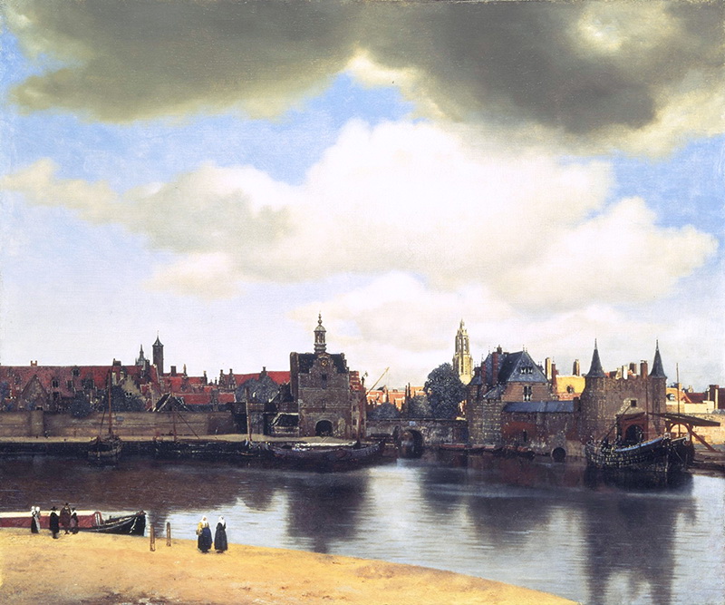 A018002《德尔夫特远眺》荷兰画家约翰内斯·维米尔高清作品 油画-第1张