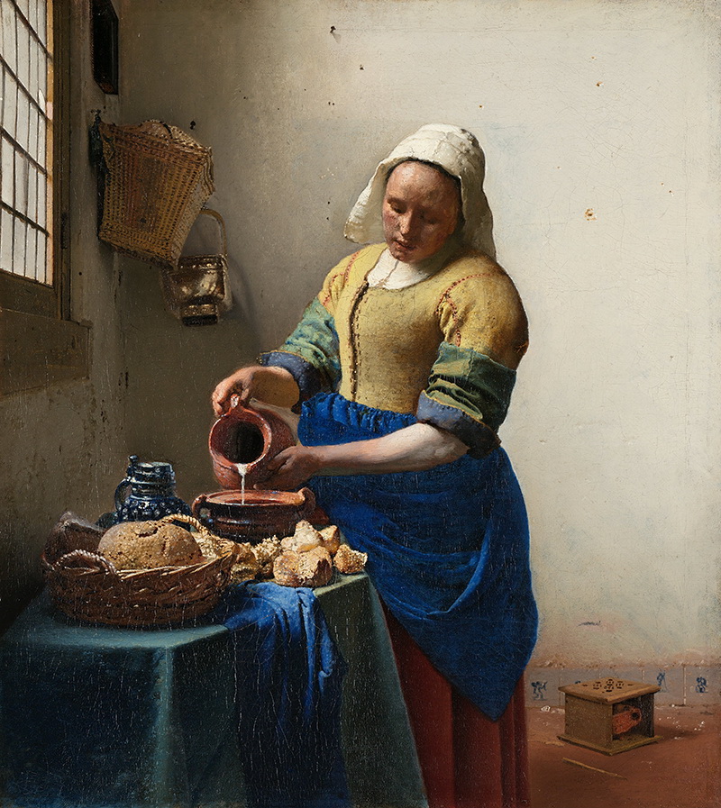 A018006《倒牛奶的女仆（倒牛奶的女佣）》荷兰画家约翰内斯·维米尔高清作品 油画-第1张