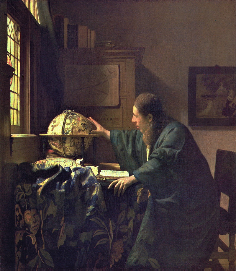 A018007《地理学家》荷兰画家约翰内斯·维米尔高清作品 油画-第1张