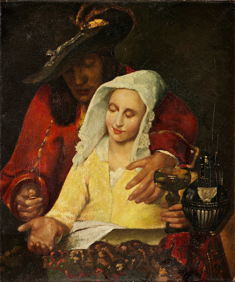 A018009《the porcuress（局部）》荷兰画家约翰内斯·维米尔高清作品 油画-第1张