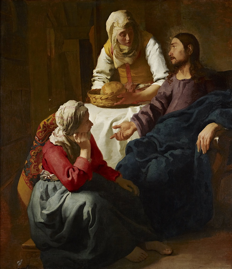 A018013《 基督在马大与马利亚家》荷兰画家约翰内斯·维米尔高清作品 油画-第1张