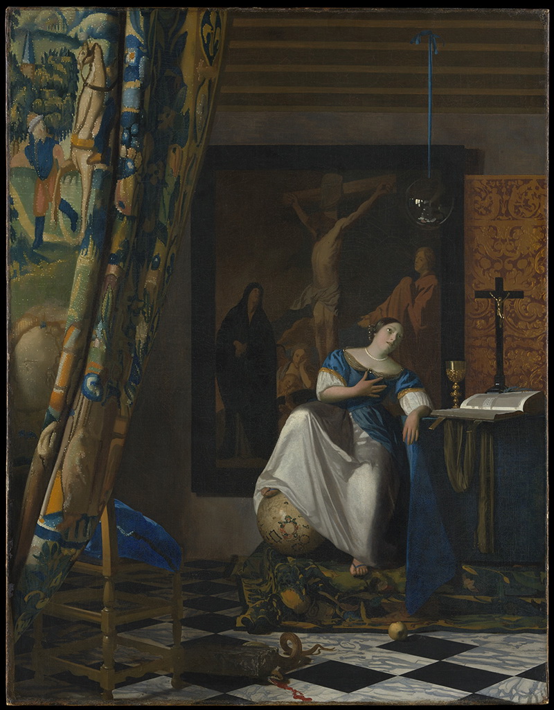 A018021《 信仰的寓意》荷兰画家约翰内斯·维米尔高清作品 油画-第1张
