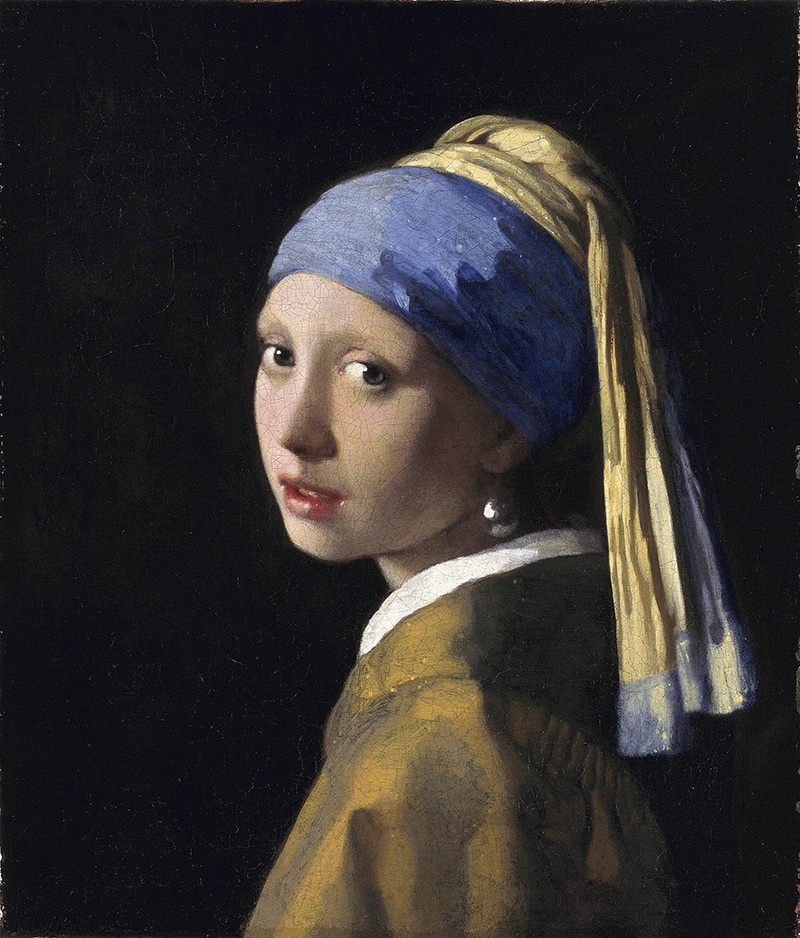 A018025《戴珍珠耳环的少女》荷兰画家约翰内斯·维米尔高清作品 油画-第1张