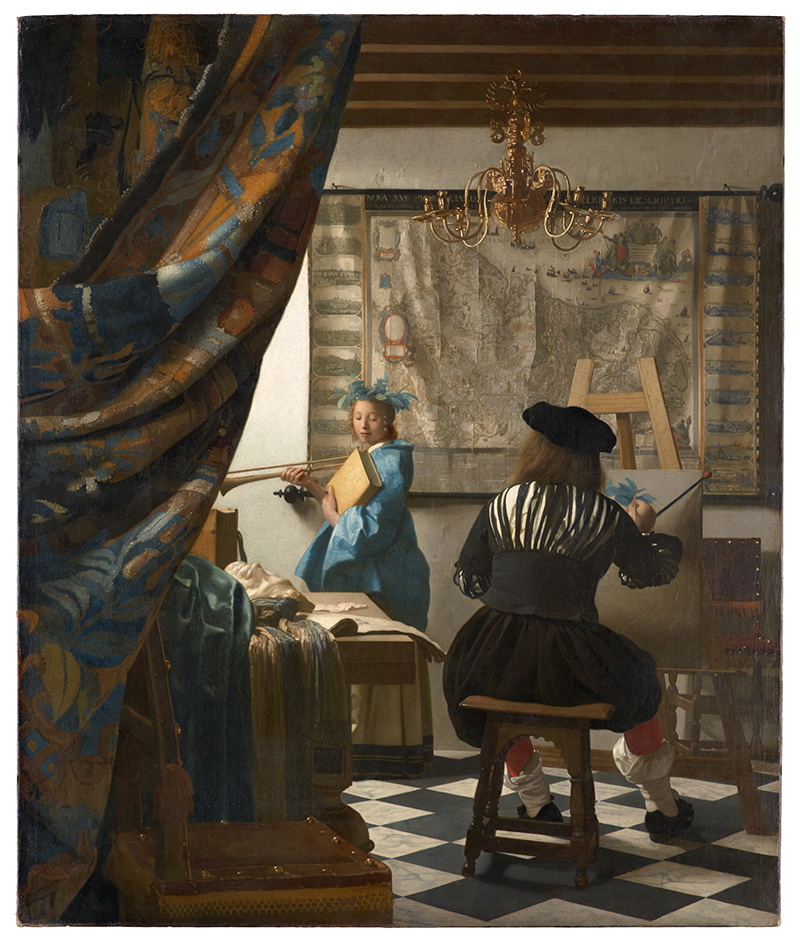 A018031《绘画的寓言（画室）》荷兰画家约翰内斯·维米尔高清作品 油画-第1张