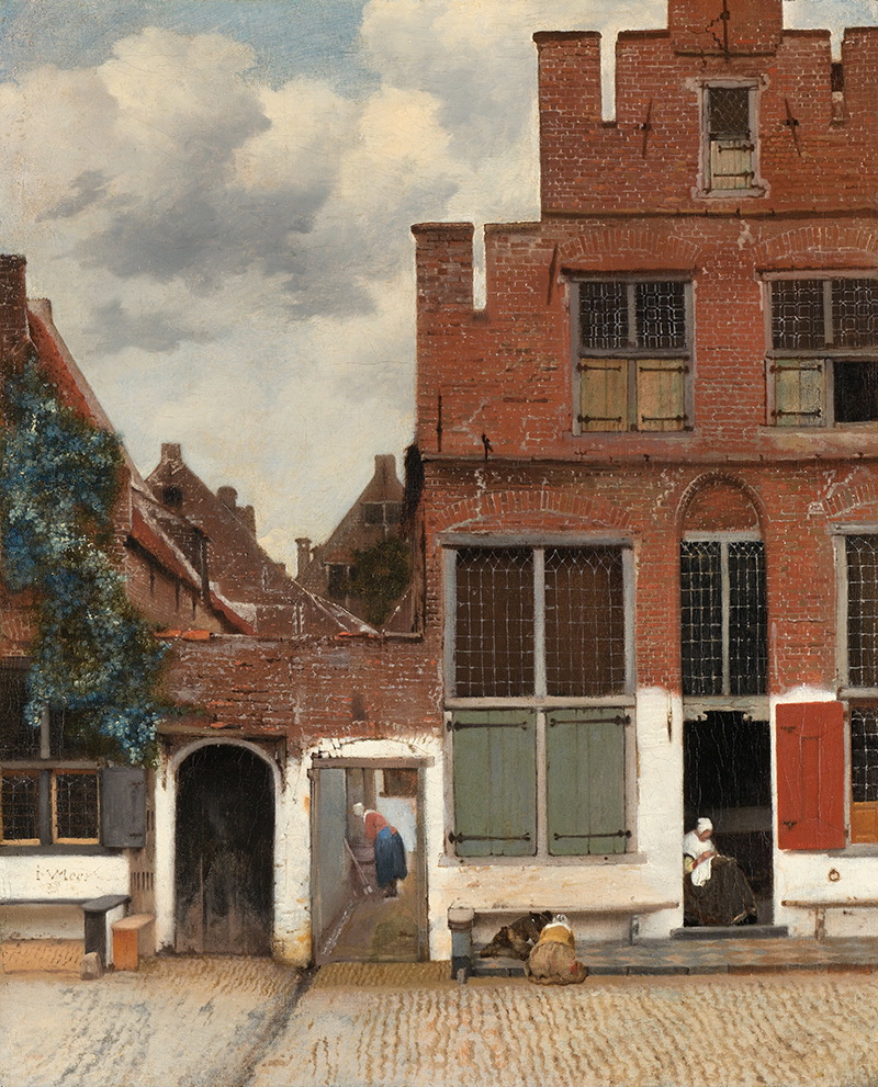 A018035《小街》荷兰画家约翰内斯·维米尔高清作品 油画-第1张