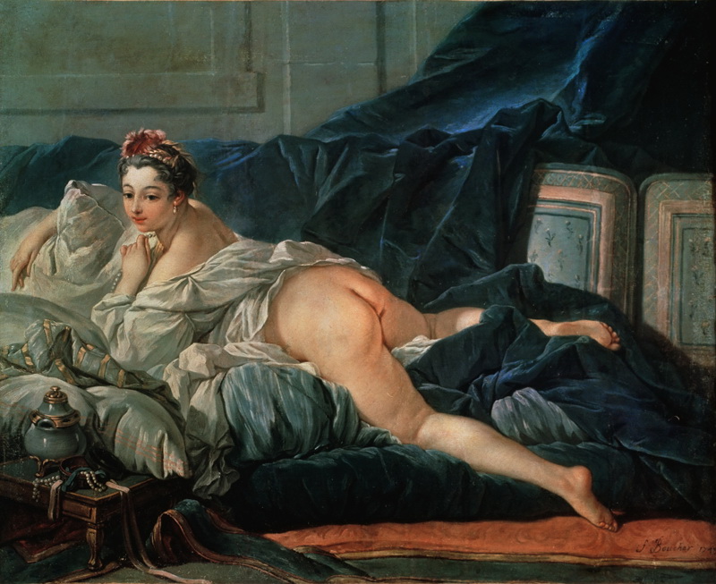 A022001《黑发宫女》法国画家弗朗索瓦·布歇高清作品 油画-第1张
