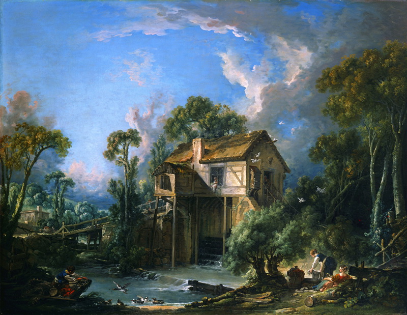A022030《夏朗通的水磨坊》法国画家弗朗索瓦·布歇高清作品 油画-第1张