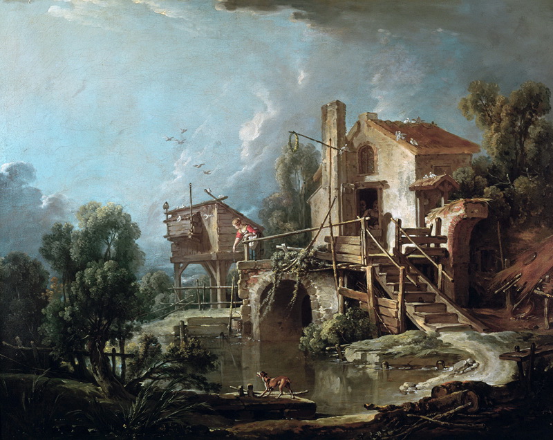 A022036《法国夏朗通的磨坊》法国画家弗朗索瓦·布歇高清作品 油画-第1张