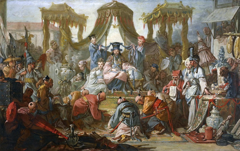 A022055《向皇帝上朝的中国婚礼》法国画家弗朗索瓦·布歇高清作品 油画-第1张