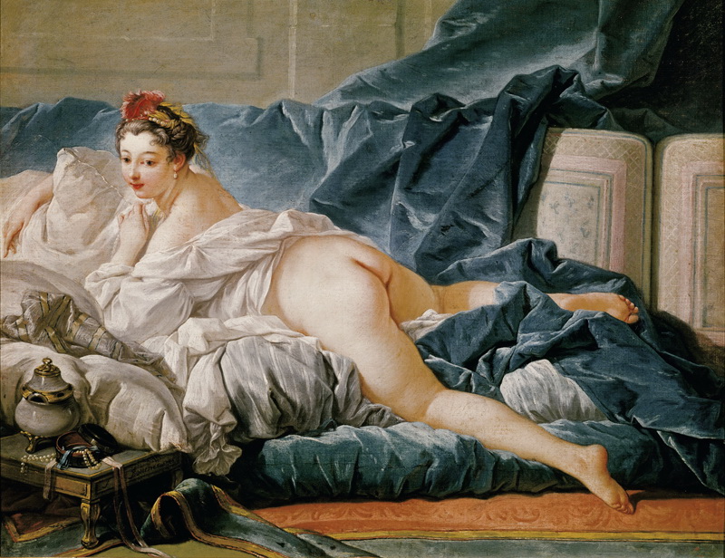 A022056《黑发的宫女》法国画家弗朗索瓦·布歇高清作品 油画-第1张