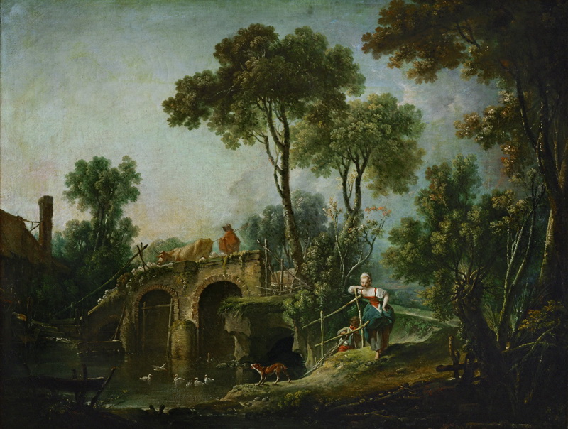 A022058《桥》法国画家弗朗索瓦·布歇高清作品 油画-第1张