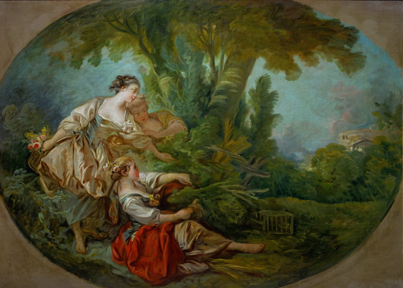 A022064《树木旁的女人们》法国画家弗朗索瓦·布歇高清作品 油画-第1张