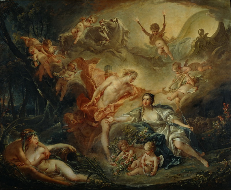 A022081《阿波罗向伊萨显示他的神性》法国画家弗朗索瓦·布歇高清作品 油画-第1张