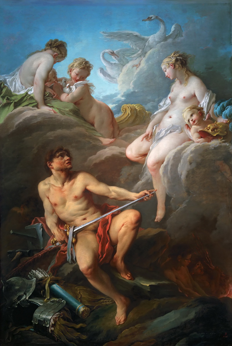 A022082《维纳斯向阿依纳斯请求武器》法国画家弗朗索瓦·布歇高清作品 油画-第1张