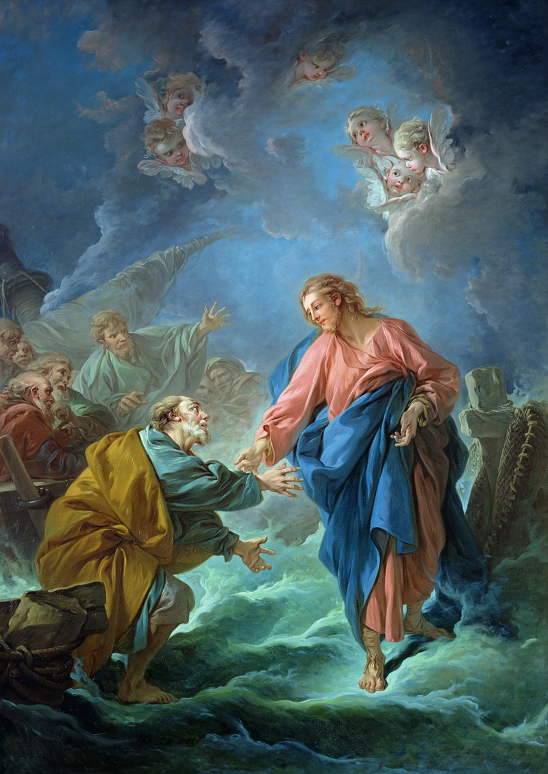 A022094《圣彼得受邀走在水》法国画家弗朗索瓦·布歇高清作品 油画-第1张