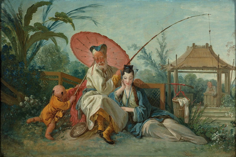 A022120《垂钓翁》法国画家弗朗索瓦·布歇高清作品 油画-第1张