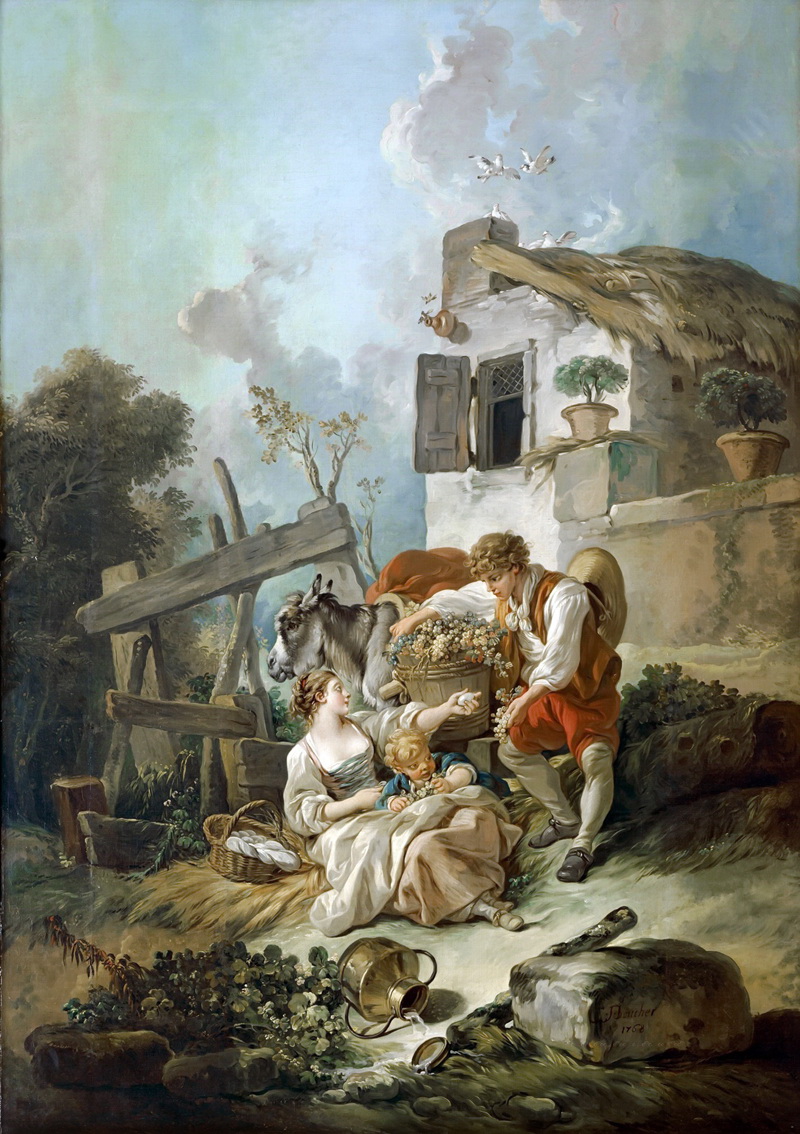 A022122《美女与少年》法国画家弗朗索瓦·布歇高清作品 油画-第1张