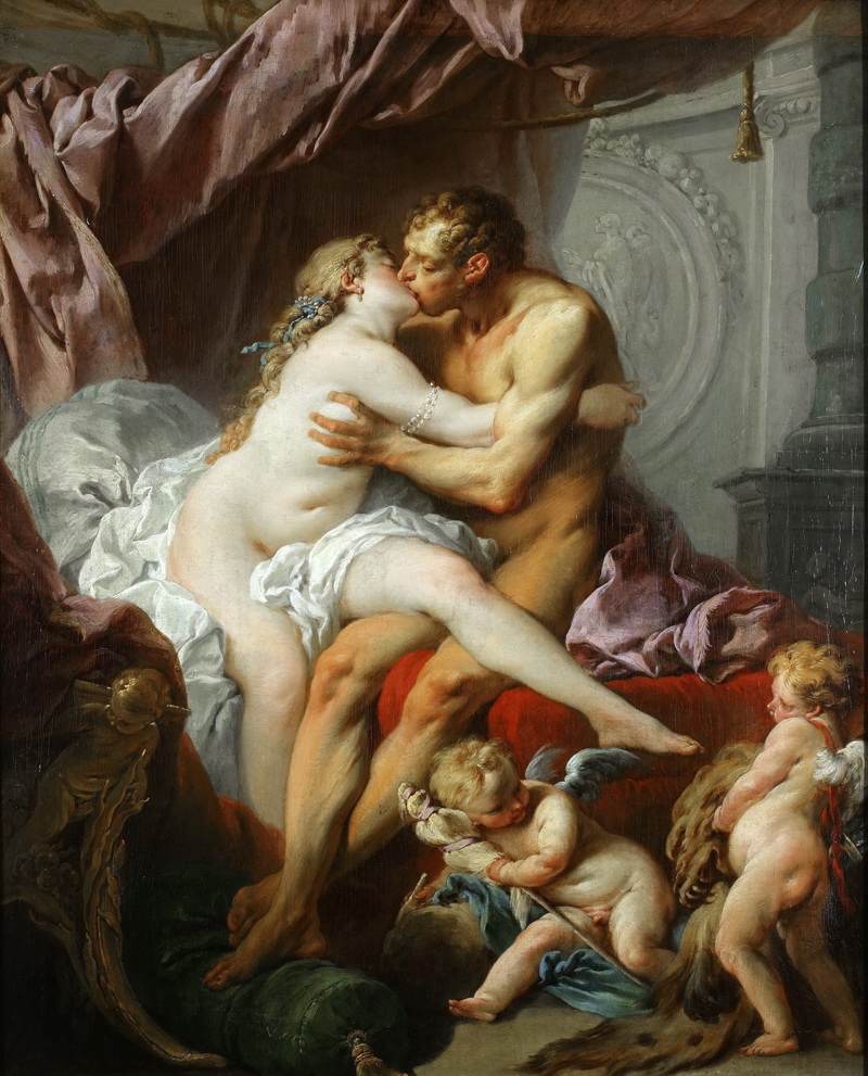 A022134《赫克勒斯和奥姆法勒1730》法国画家弗朗索瓦·布歇高清作品 油画-第1张