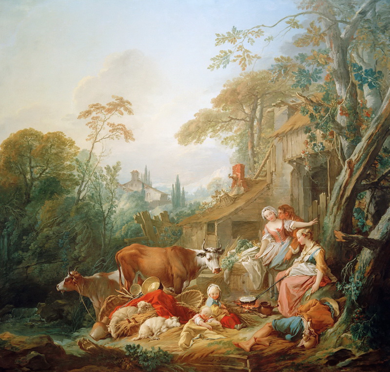 A022144《农村田园诗》法国画家弗朗索瓦·布歇高清作品 油画-第1张