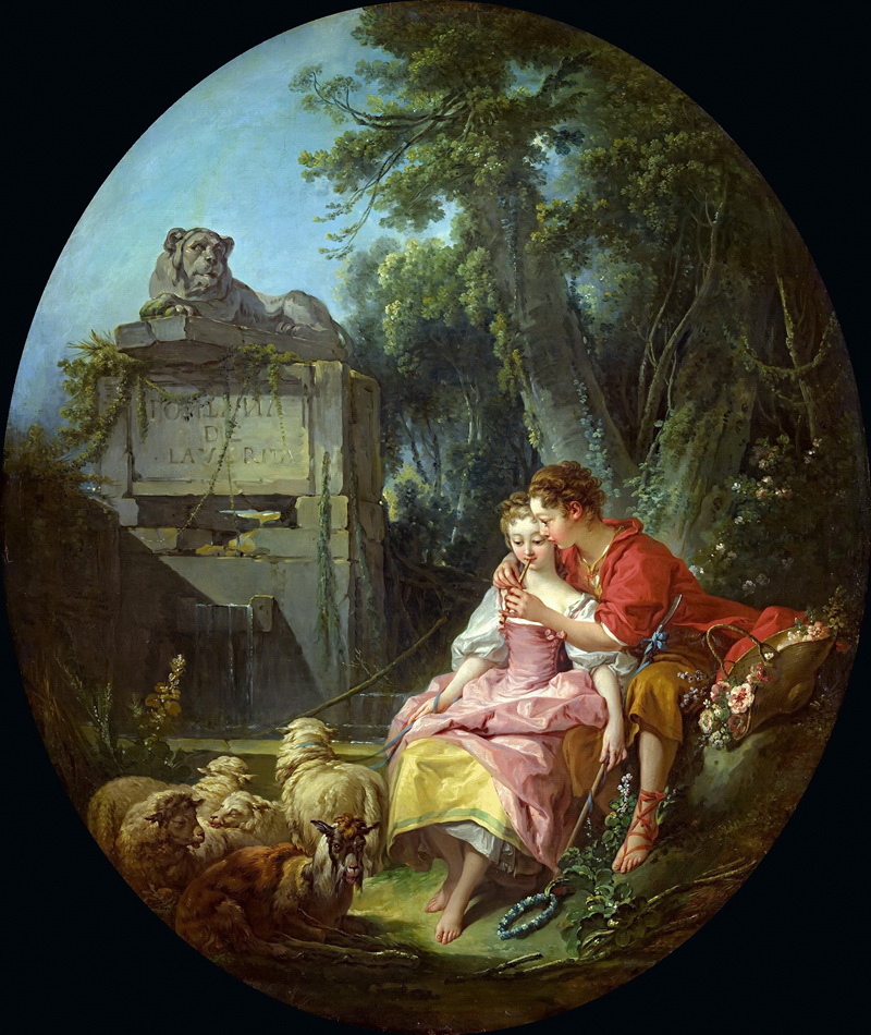 A022147《牧羊人》法国画家弗朗索瓦·布歇高清作品 油画-第1张
