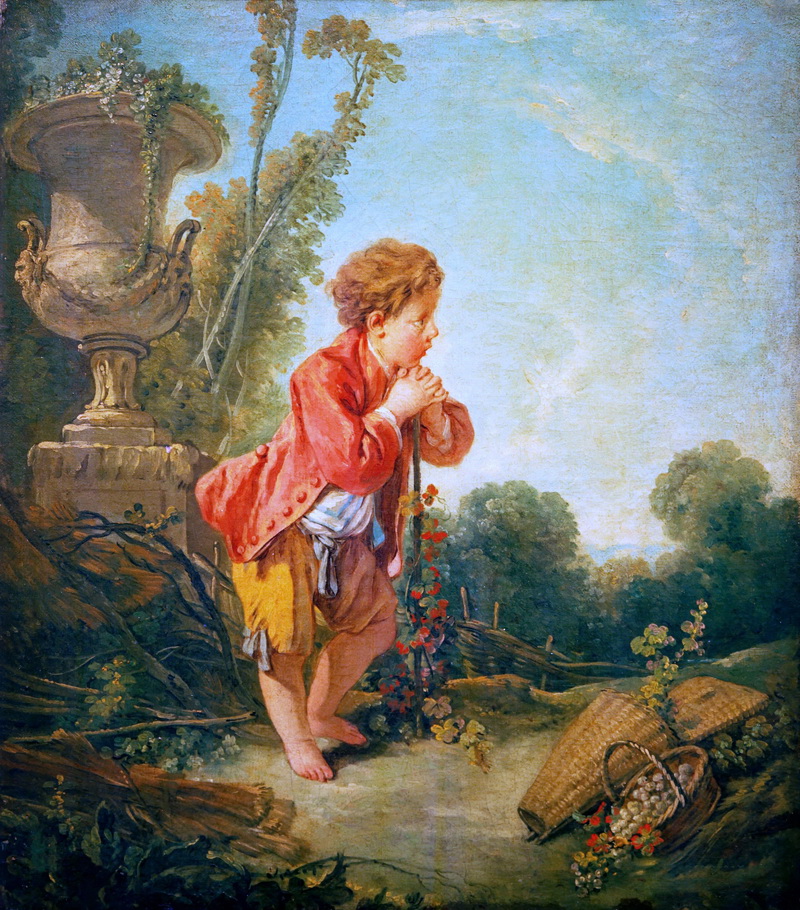A022151《在野外的孩子》法国画家弗朗索瓦·布歇高清作品 油画-第1张
