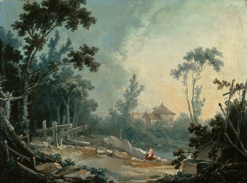 A022162《林中景观》法国画家弗朗索瓦·布歇高清作品 油画-第1张