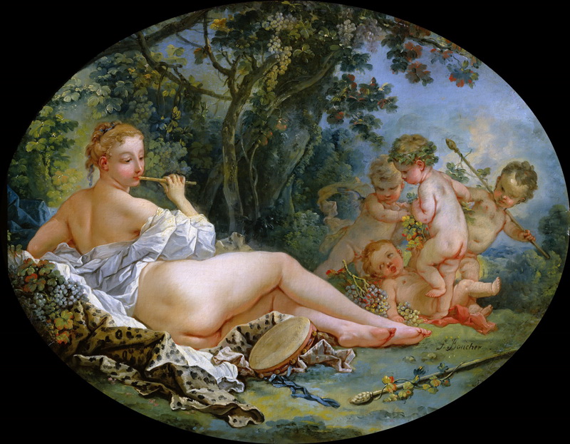 A022164《酒神和丘比特》法国画家弗朗索瓦·布歇高清作品 油画-第1张