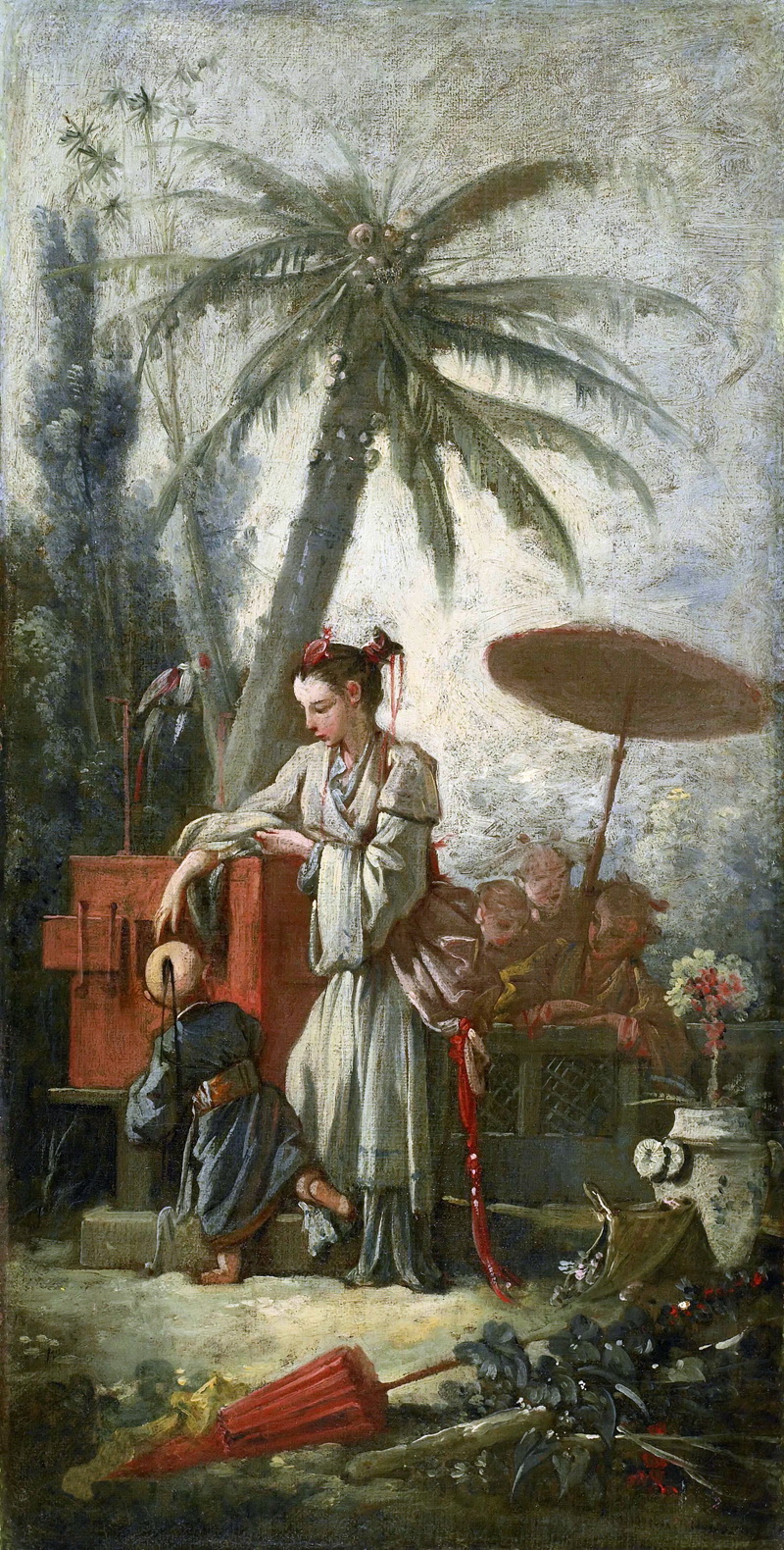 A022166《中国女人和孩子》法国画家弗朗索瓦·布歇高清作品 油画-第1张