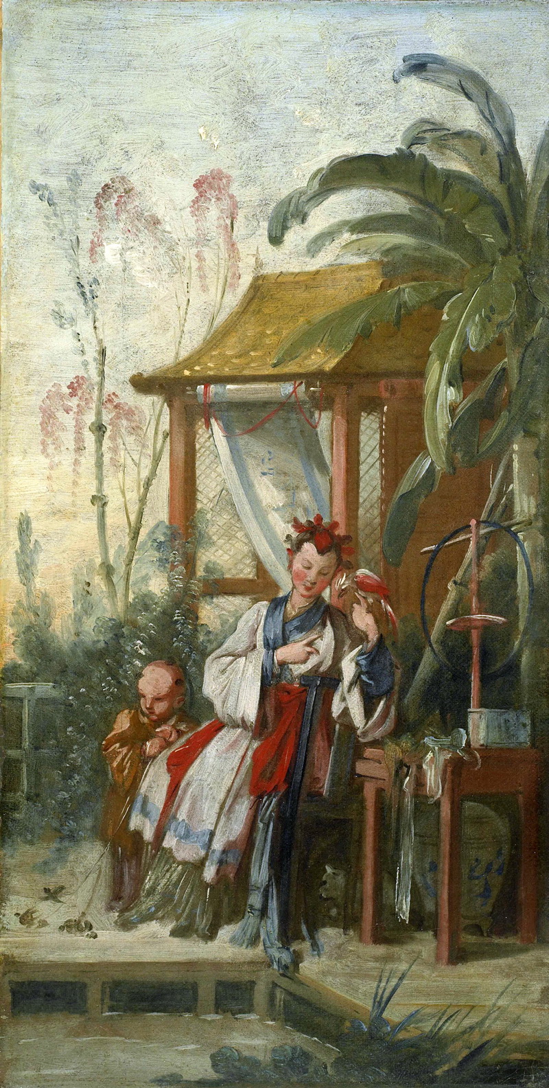 A022168《中国的孩子和妈妈》法国画家弗朗索瓦·布歇高清作品 油画-第1张