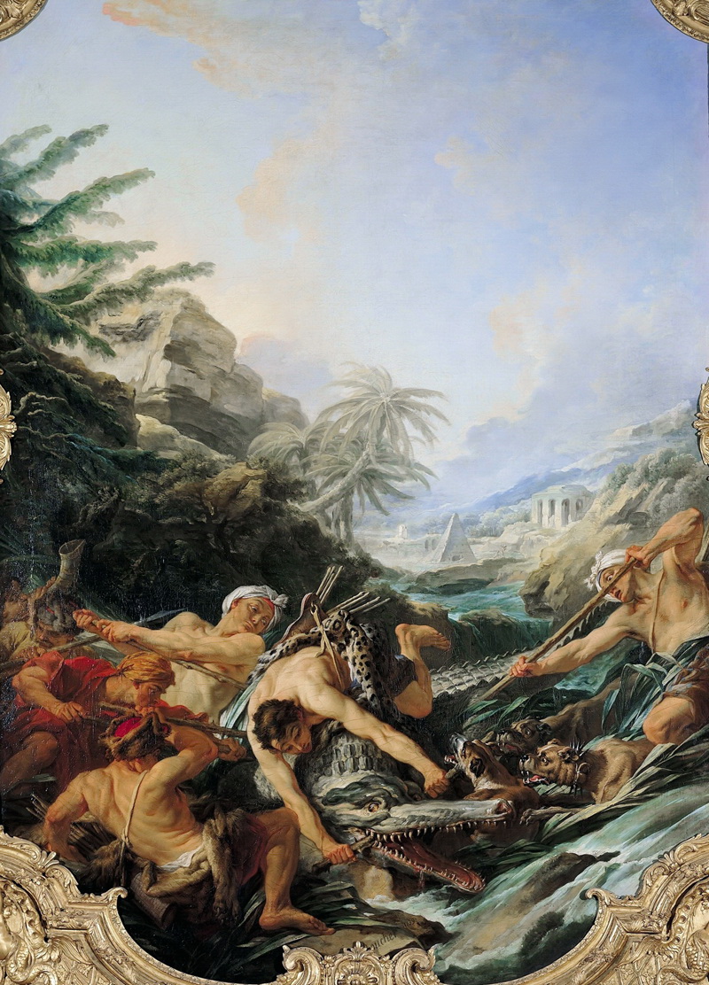 A022171《捕猎》法国画家弗朗索瓦·布歇高清作品 油画-第1张