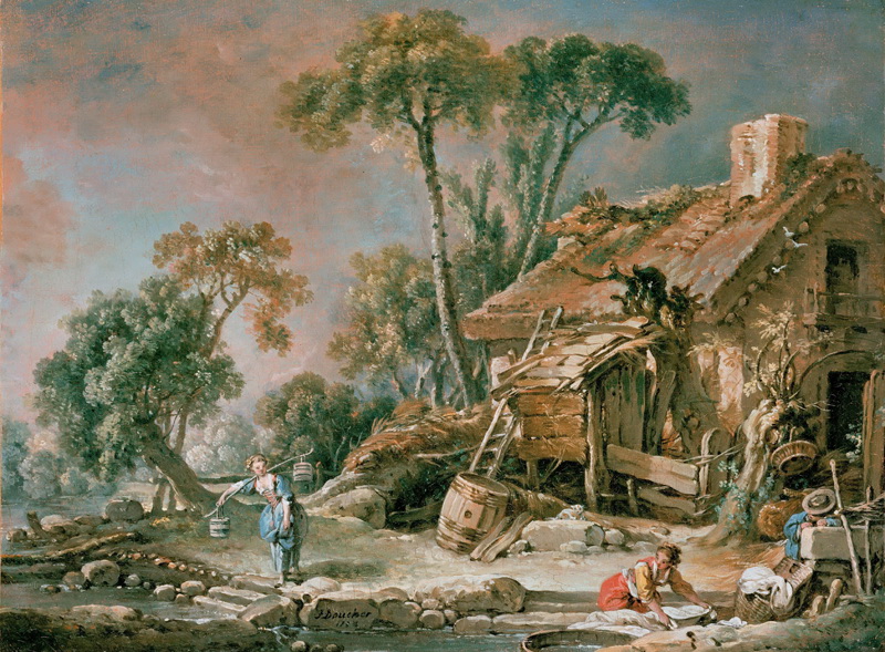 A022177《村舍景观》法国画家弗朗索瓦·布歇高清作品 油画-第1张