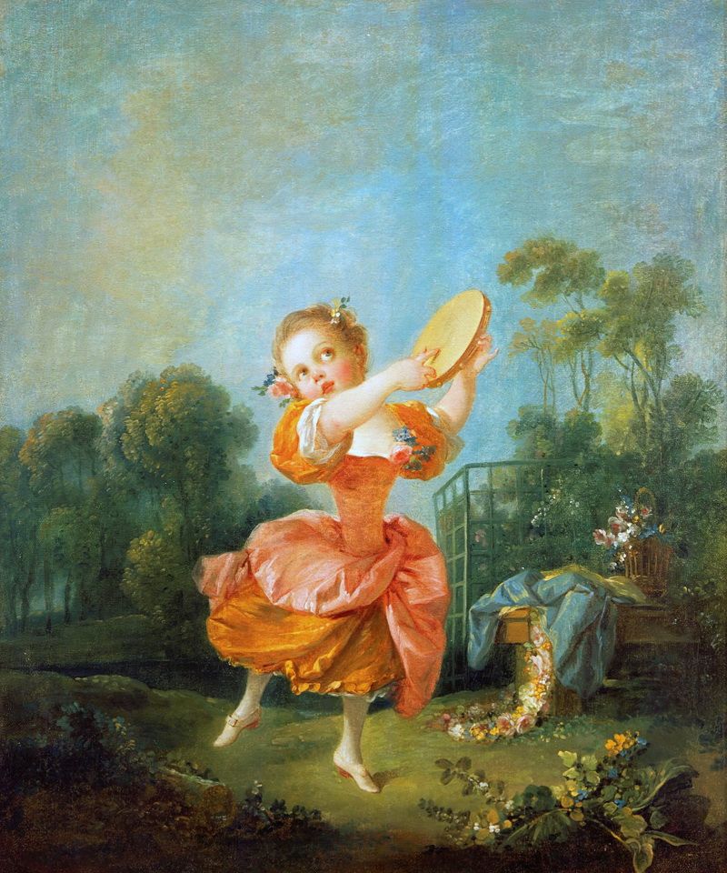 A022181《舞蹈的小女孩》法国画家弗朗索瓦·布歇高清作品 油画-第1张