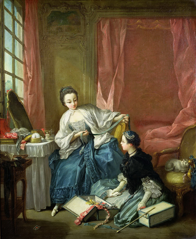 A022204《妈妈和女孩》法国画家弗朗索瓦·布歇高清作品 油画-第1张