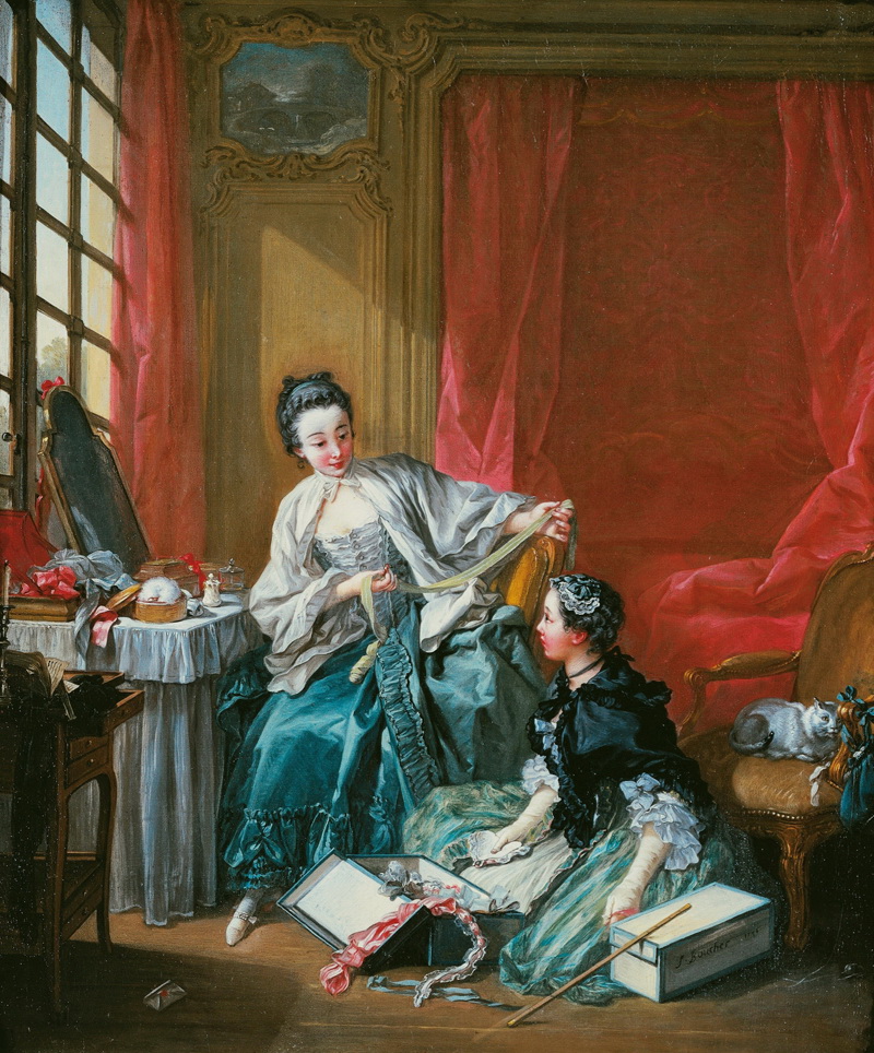 A022208《母亲和女孩》法国画家弗朗索瓦·布歇高清作品 油画-第1张