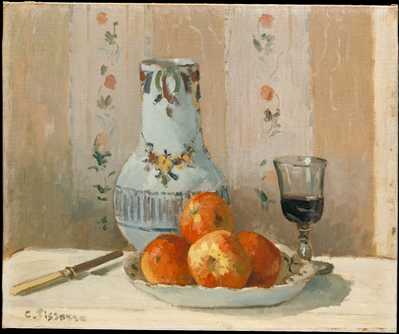 A023023《静物苹果与水罐》法国画家卡米耶·毕沙罗高清作品 油画-第1张