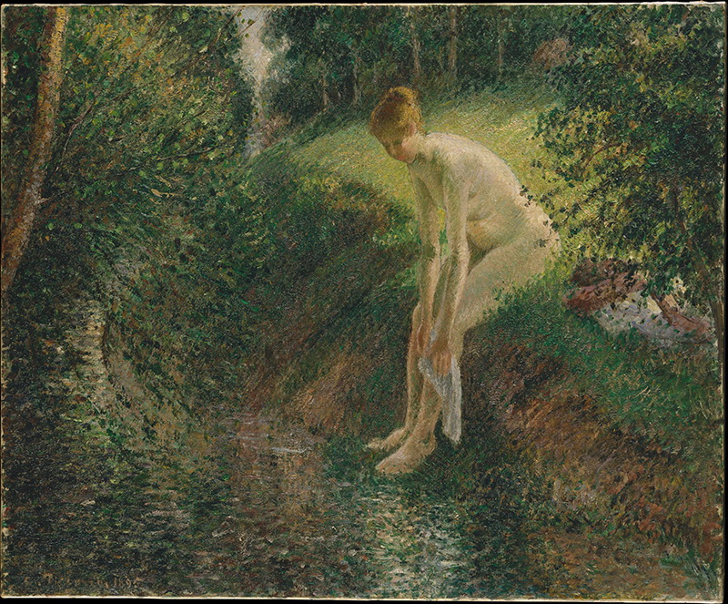 A023025《林中浴女》法国画家卡米耶·毕沙罗高清作品 油画-第1张
