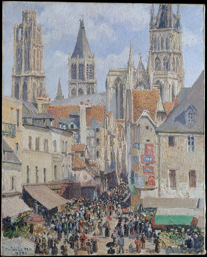 A023031《鲁昂的旧市场》法国画家卡米耶·毕沙罗高清作品 油画-第1张