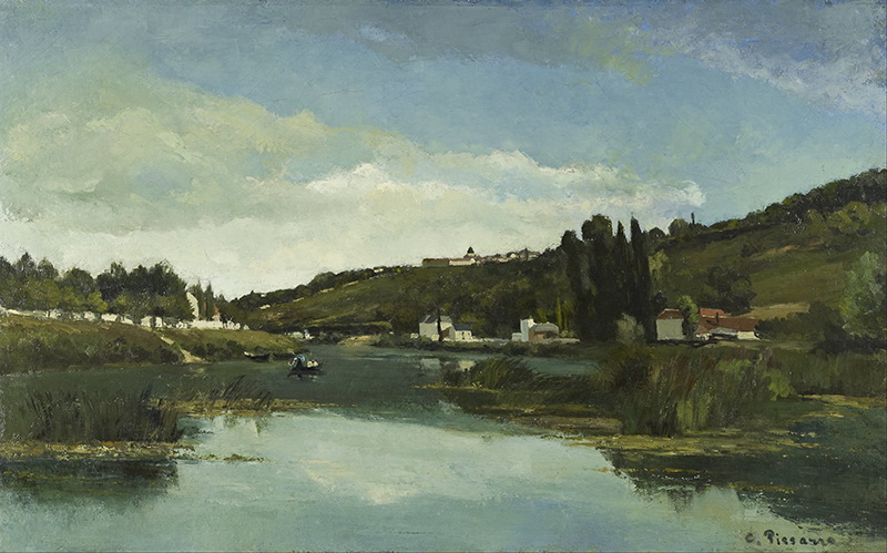 A023033《在金纳维耶的马恩河岸》法国画家卡米耶·毕沙罗高清作品 油画-第1张