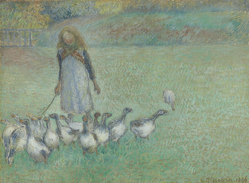 A023042《小鹅姑娘》法国画家卡米耶·毕沙罗高清作品 油画-第1张
