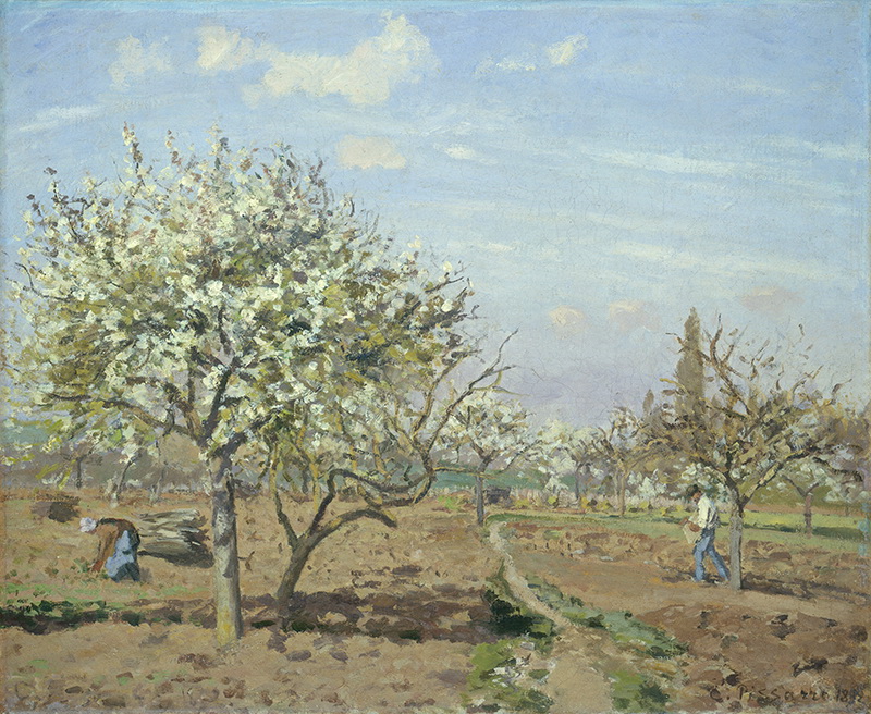 A023043《在卢维西讷盛开的果园》法国画家卡米耶·毕沙罗高清作品 油画-第1张