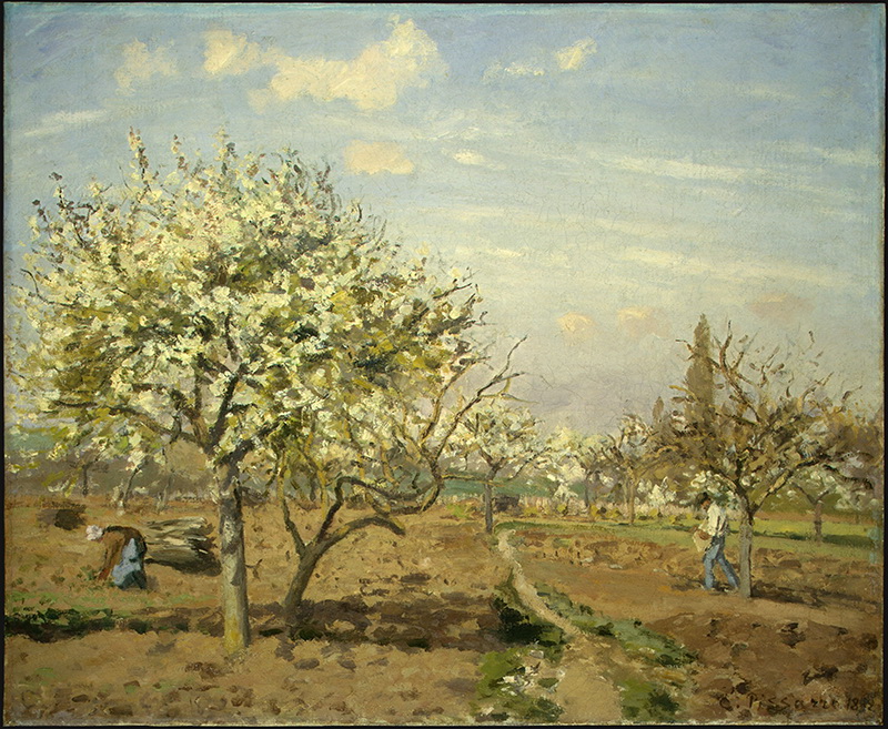 A023045《在卢维西讷盛开的果园》法国画家卡米耶·毕沙罗高清作品 油画-第1张