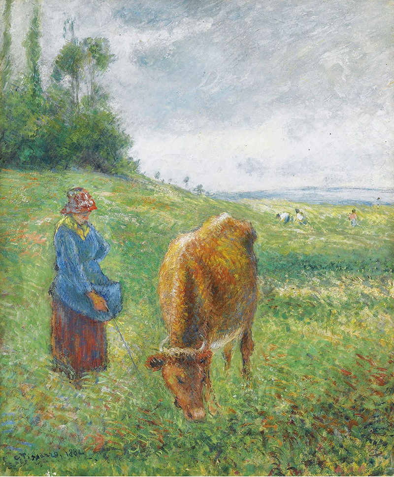 A023052《牧马》法国画家卡米耶·毕沙罗高清作品 油画-第1张