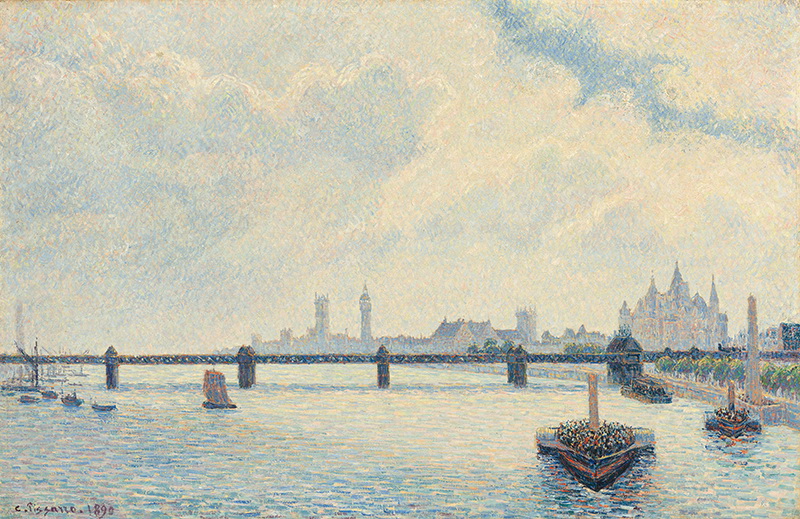 A023070《伦敦查令十字桥》法国画家卡米耶·毕沙罗高清作品 油画-第1张