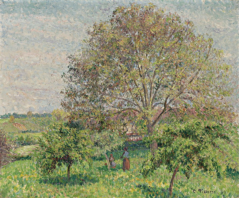 A023074《春天的胡桃树》法国画家卡米耶·毕沙罗高清作品 油画-第1张