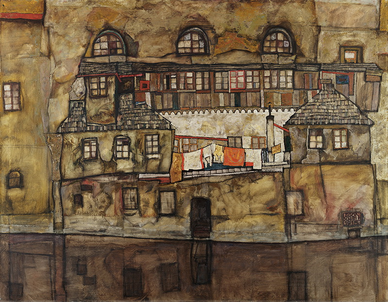A024019《河上的房子》奥地利画家埃贡·席勒高清作品 奥地利-第1张