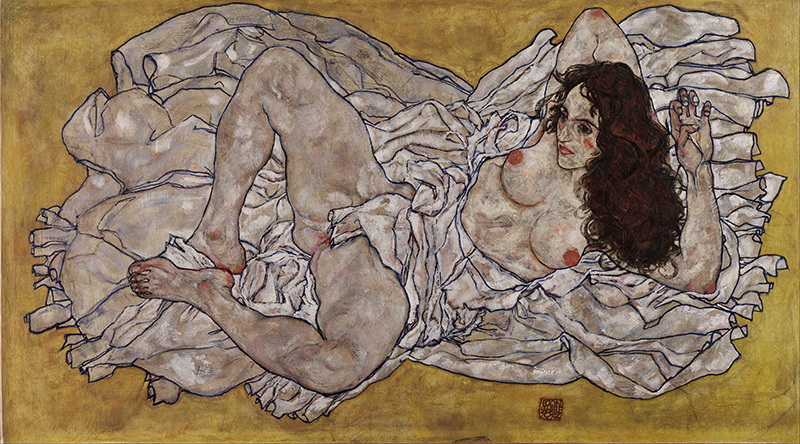 A024048 《斜躺的女人》奥地利画家埃贡·席勒高清作品 奥地利-第1张